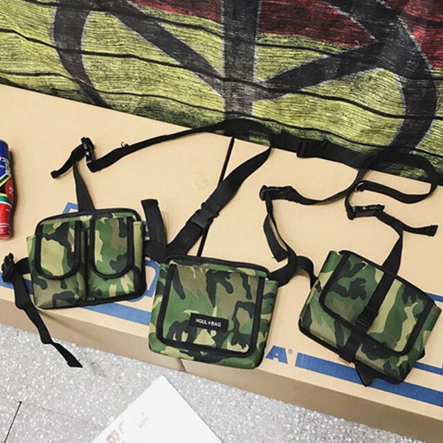 Men Tactical Shoulder Bag Men Tactical Waist Bag Boy Streetwear Functional Waist Packs Waistcoat Male Hip hop Chest Bags 030266