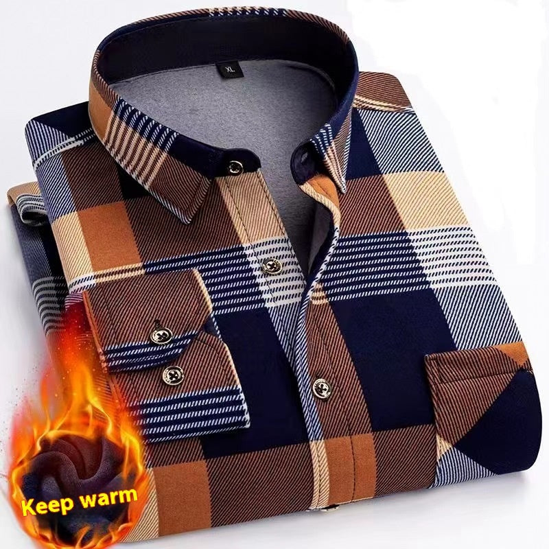 Thickened Velvet Padded Shirt Thermal Plaid