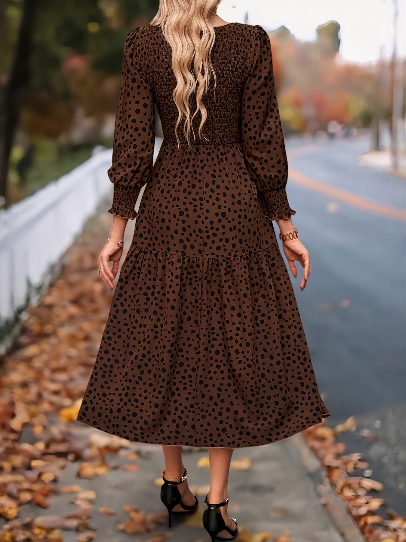 Women's Clothing Leopard Print Long Sleeve Dress