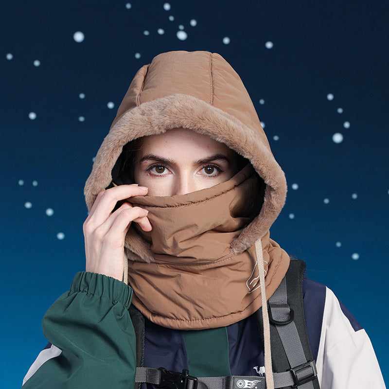Winter Cycling Warm-keeping And Cold-proof Neck Protection One-piece Hat Fleece-lined