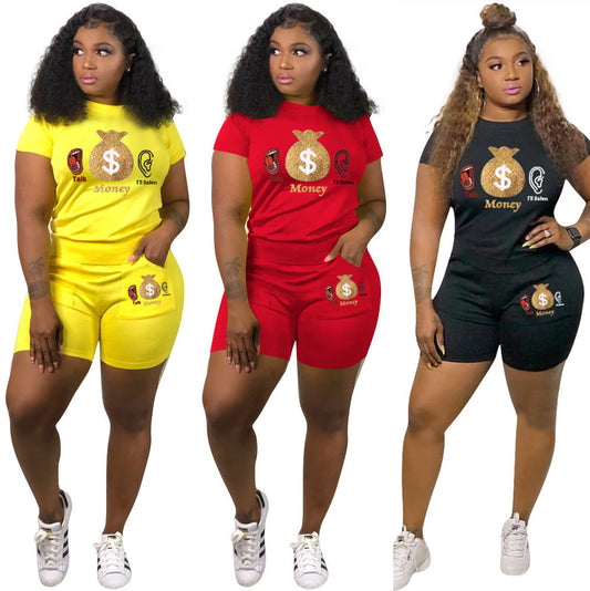 Casual Sport Monogram Print Two-Piece Shorts - Enfance-Heureuse