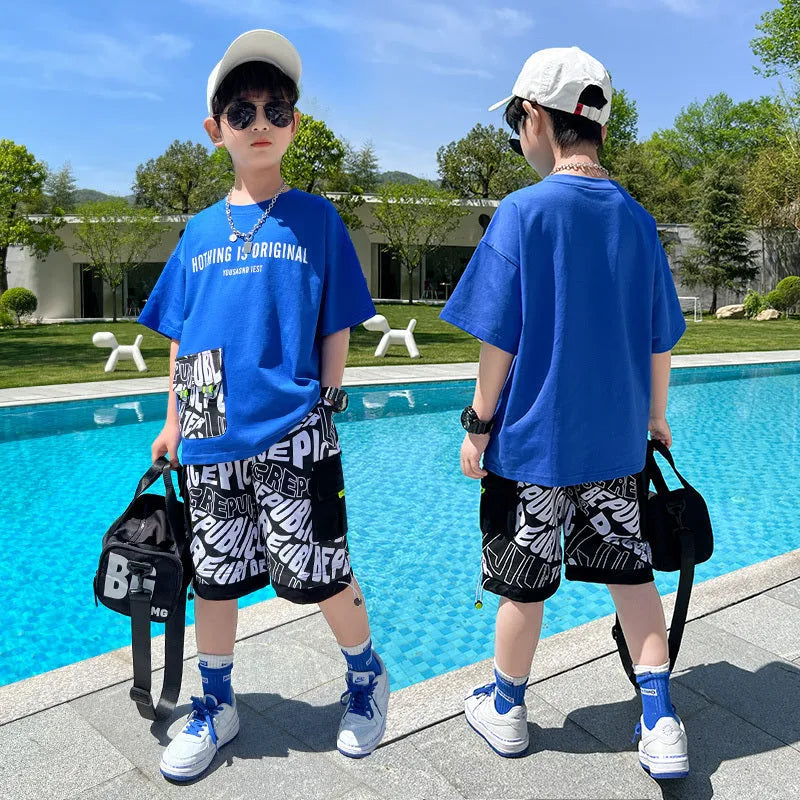 Costume à manches courtes d'été à la mode pour garçon Cool et beau