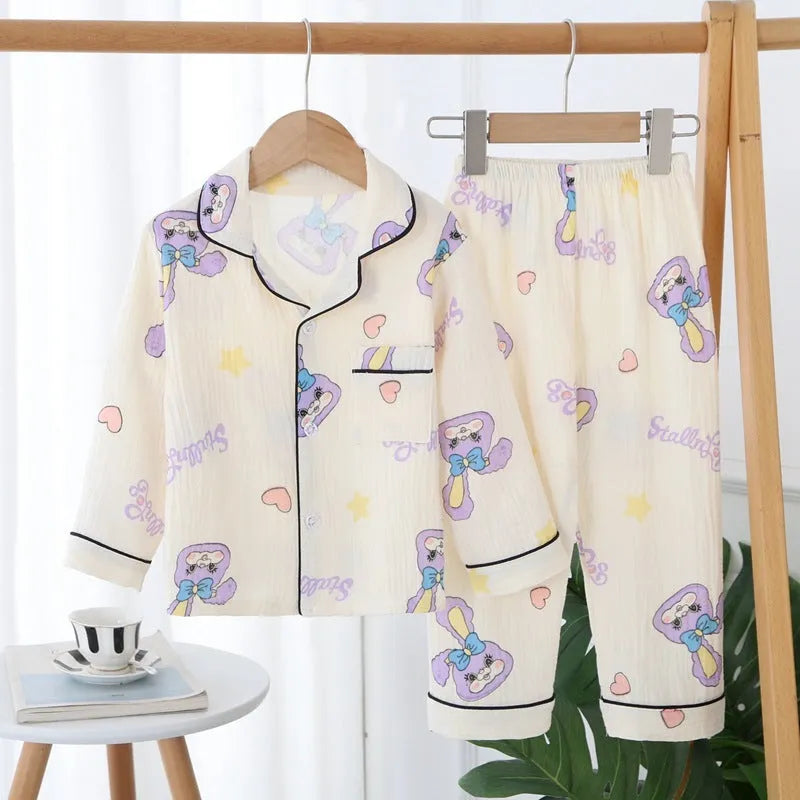 Ensemble de vêtements pour la maison en gaze de coton double couche pour enfants