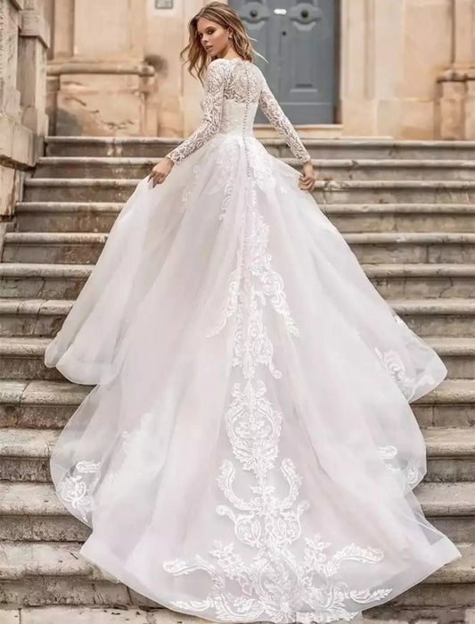 Long Sleeve Exquisite Wedding Dress - Enfance-Heureuse