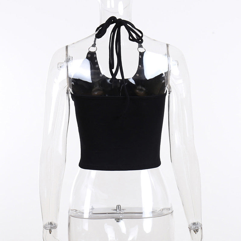 Gothic Print Studs Tight-fitting Beautiful Back Halter Sling Women