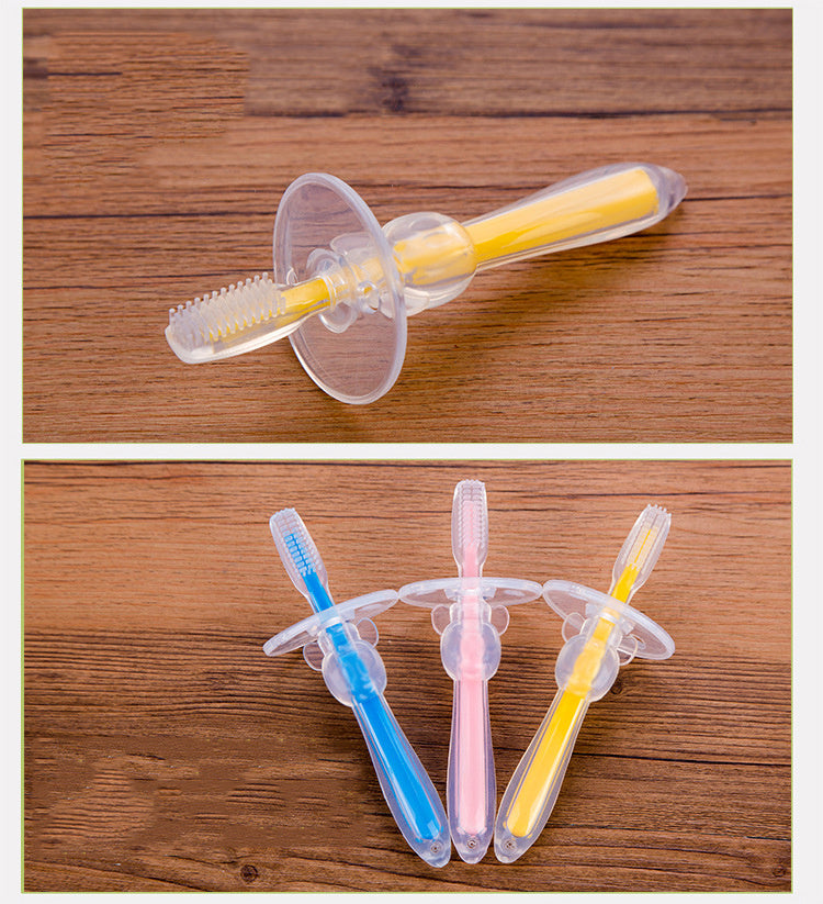 Cepillo de dientes de silicona para bebé, herramienta de entrenamiento para mordedor, masajeador transparente
