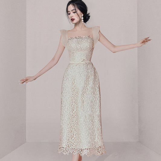 Small Group Temperament Patchwork Lace High Waisted Dress - Enfance-Heureuse