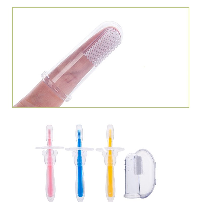 Cepillo de dientes de silicona para bebé, herramienta de entrenamiento para mordedor, masajeador transparente