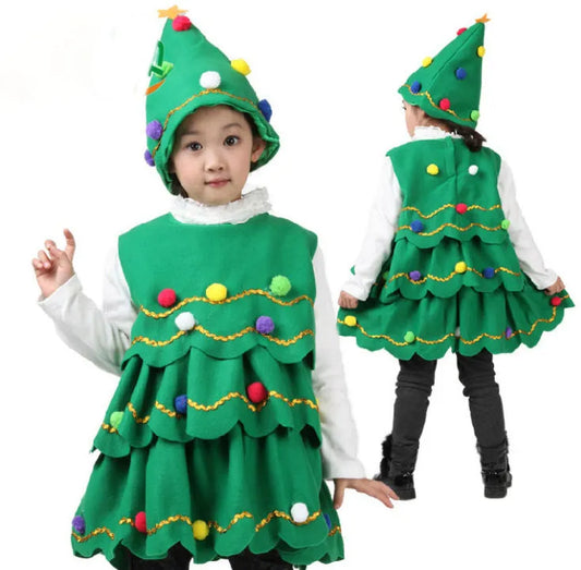 Children's Christmas Tree Performance Dance Costumes - Enfance-Heureuse