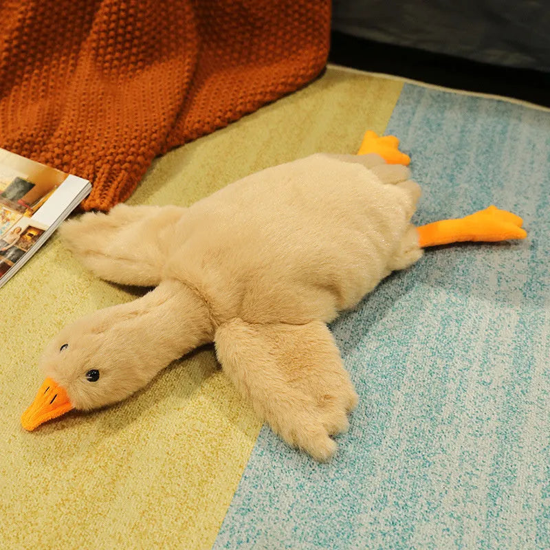 Grand oreiller de poupée d'oie blanche dormir en peluche