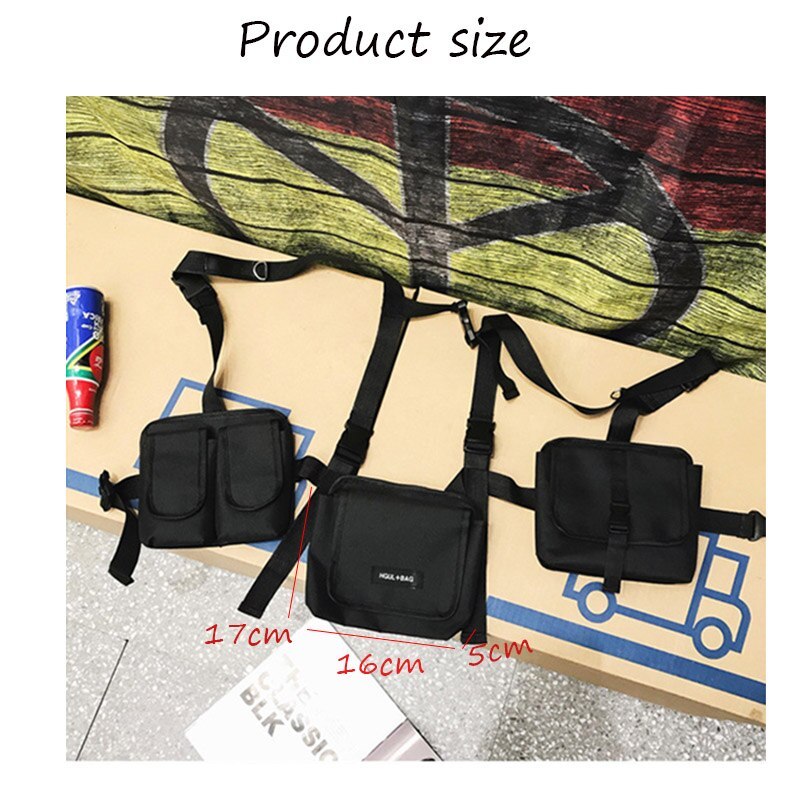 Men Tactical Shoulder Bag Men Tactical Waist Bag Boy Streetwear Functional Waist Packs Waistcoat Male Hip hop Chest Bags 030266