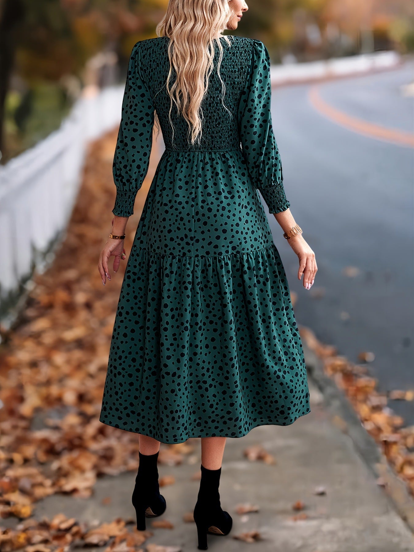 Women's Clothing Leopard Print Long Sleeve Dress