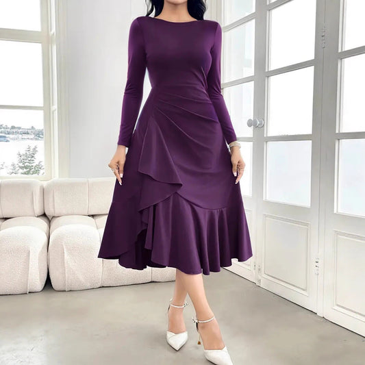 Women's Long Sleeve Round Neck Dress