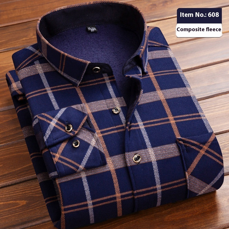 Thickened Velvet Padded Shirt Thermal Plaid