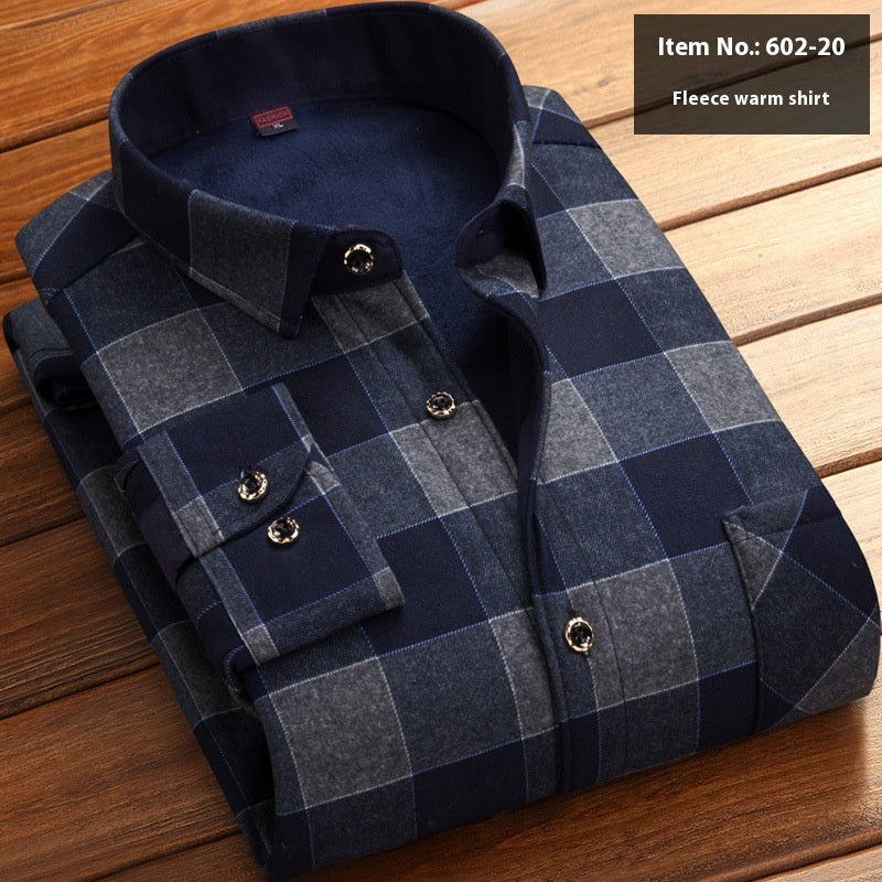 Thickened Velvet Padded Shirt Thermal Plaid
