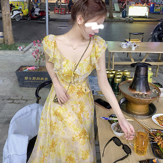 Female Spring And Autumn Beach Vacation Summer Short Sleeve Skirt - Enfance-Heureuse