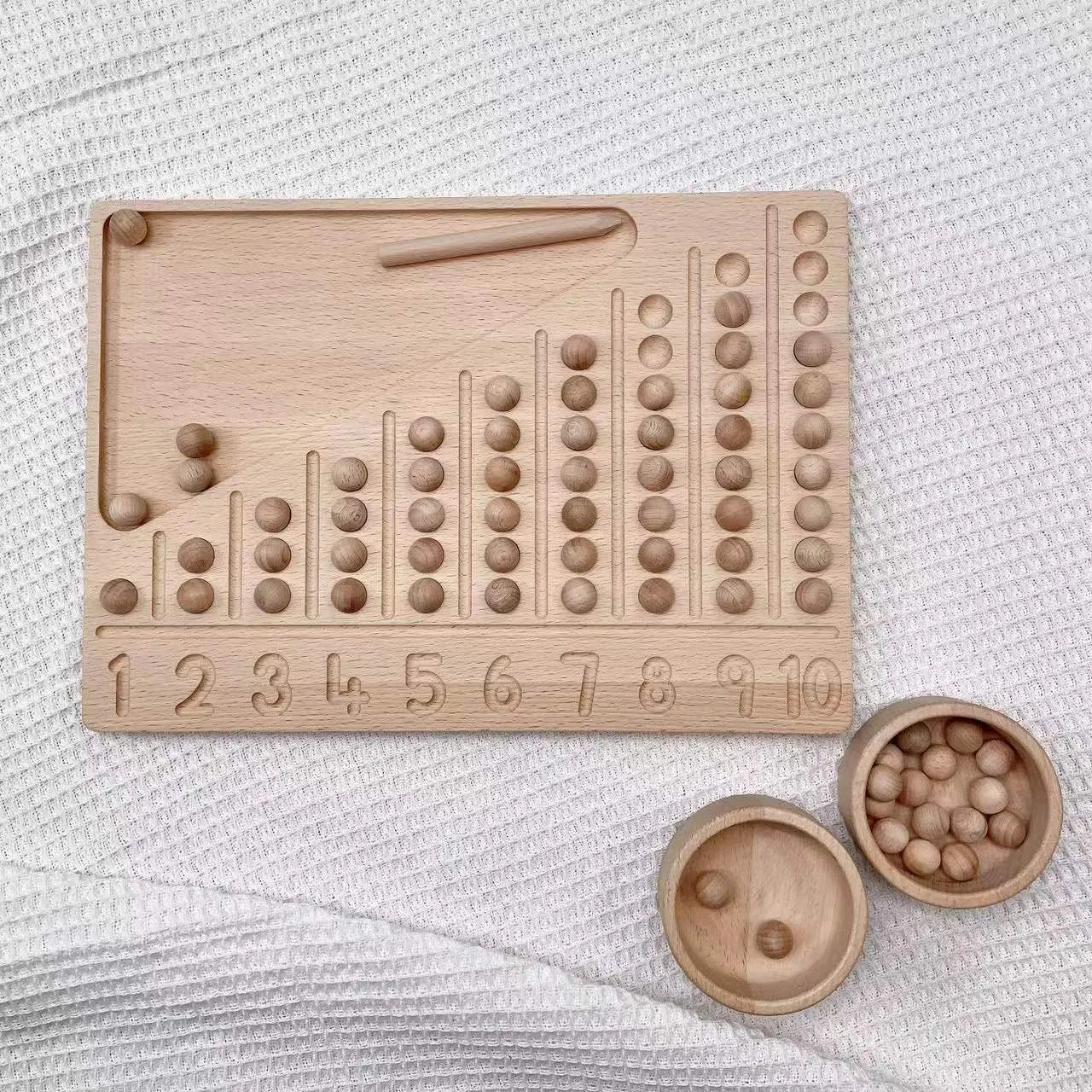 Descripción del tablero de conteo de troncos Montessori Material didáctico