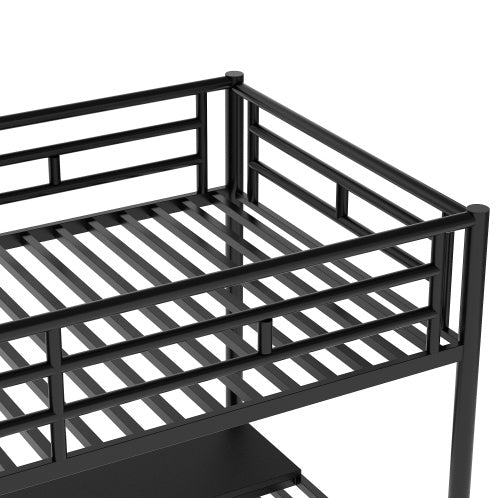 Metal Loft Bed Frame With Desk, No Box Spring Needed,Twin ,Black