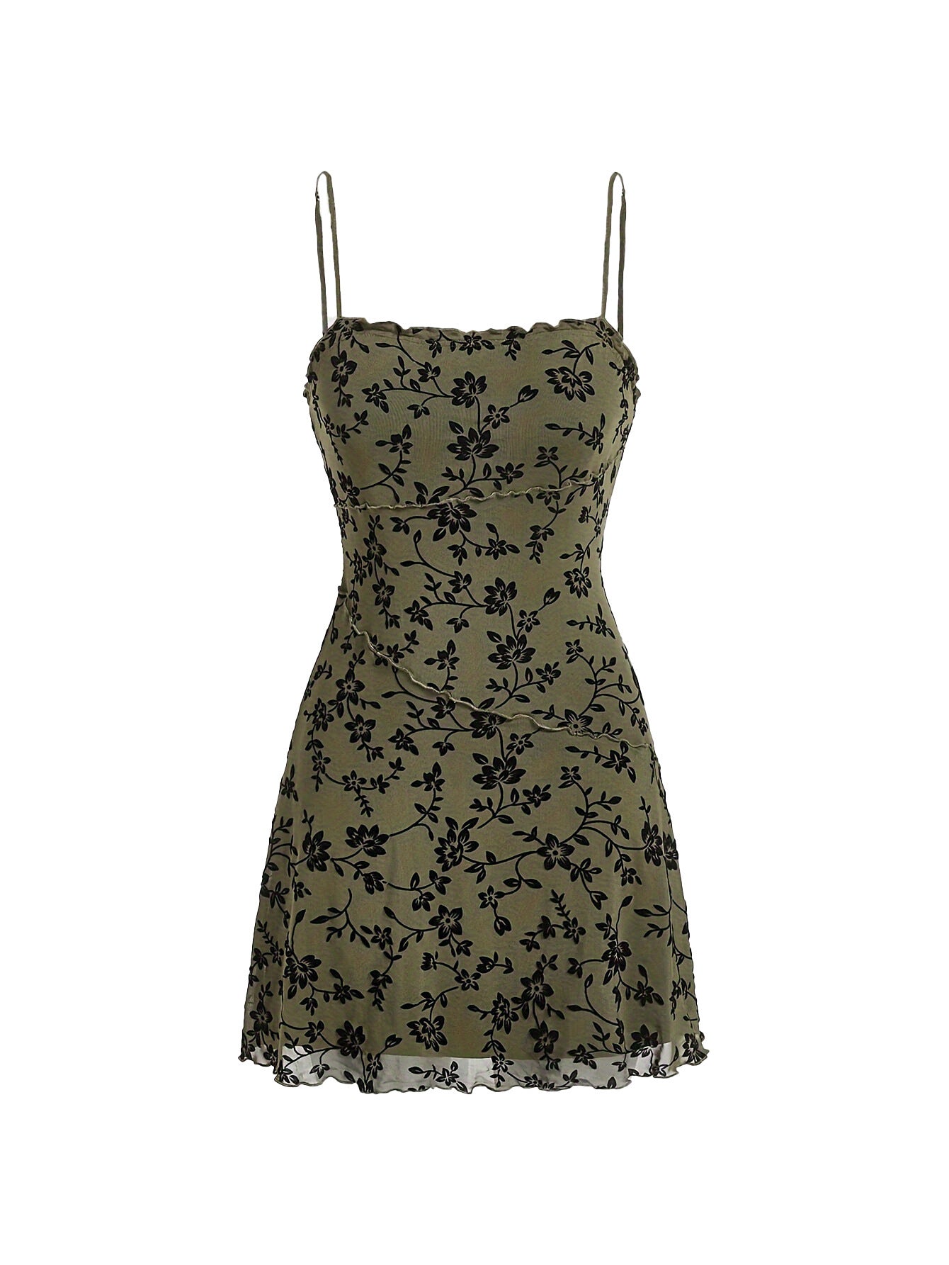Elegante vestido sexy con tirantes finos y estampado floral