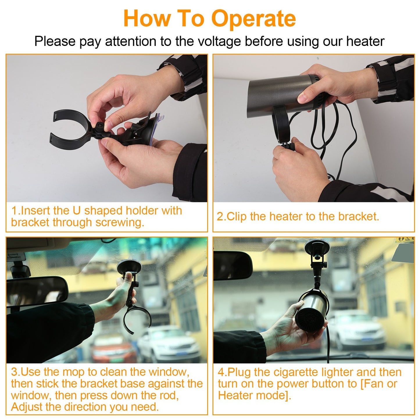 1Pc 12V 150W Portable Car Heater 2 In 1 Heating Cooling Fan Rotatable Demister Defroster With 4.92ft Cord
