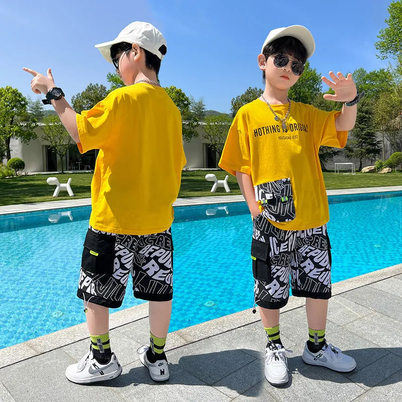 Costume à manches courtes d'été à la mode pour garçon Cool et beau