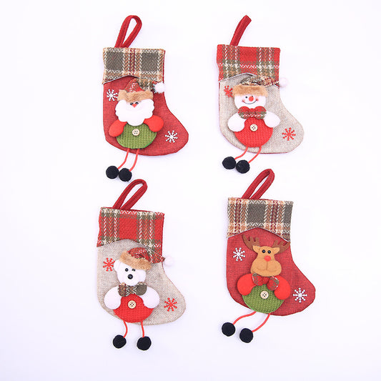Christmas Decorations Christmas Stocking Pendant Christmas Stocking Gift Bag Hanging Piece - Enfance-Heureuse