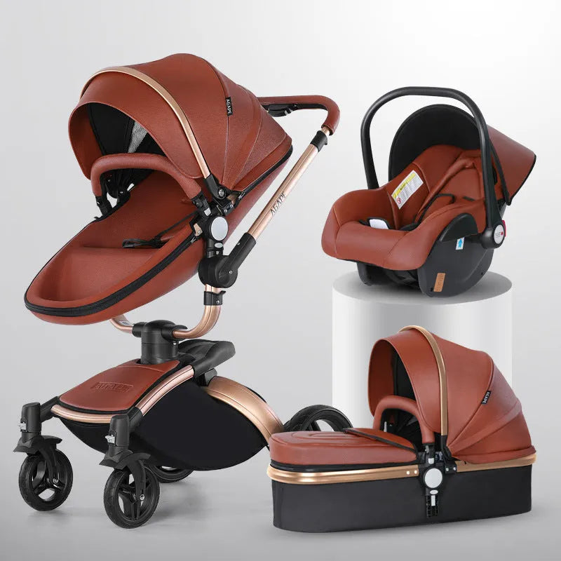 Haute paysage bébé poussette 360 degrés Rotation 3-en-1 panier pliable