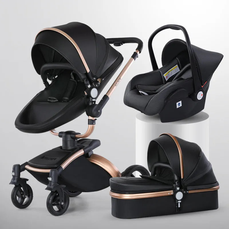 Haute paysage bébé poussette 360 degrés Rotation 3-en-1 panier pliable