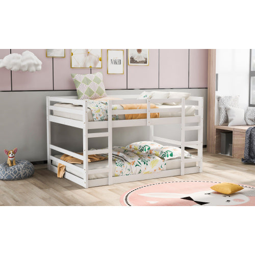 Full Over Full Bunk Bed With Ladder, White