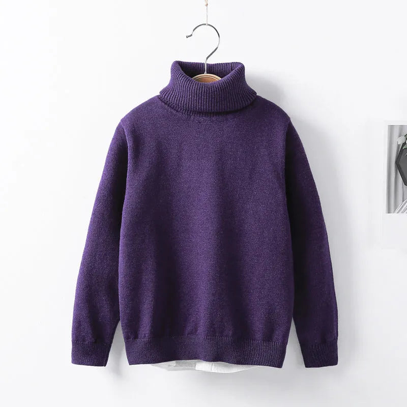 Automne et hiver col haut enfants de tricots