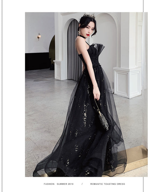 Black Evening Dress Temperamental Minority High-end - Enfance-Heureuse