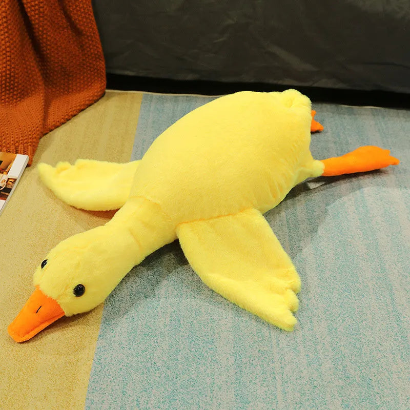 Grand oreiller de poupée d'oie blanche dormir en peluche