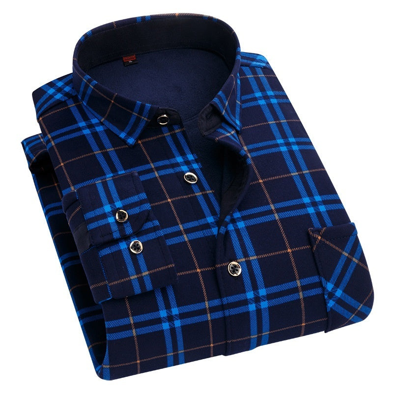 Thickened Velvet Padded Shirt Thermal Plaid