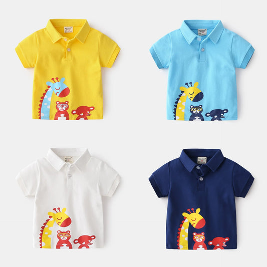 Unhooded Casual Cute Cartoon Animal Boy T Shirt - Enfance-Heureuse