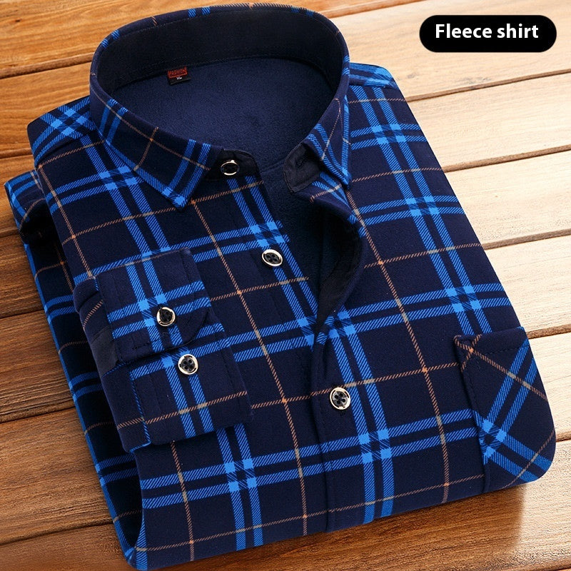 Thickened Velvet Padded Shirt Thermal Plaid