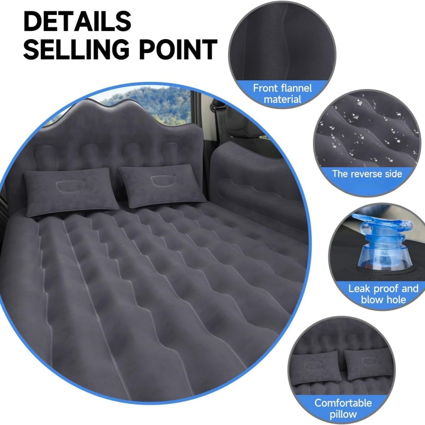 Car Air Mattress, Inflatable SUV Truck Air Mattress Back Seat Camping Bed Thickened Car Sleeping Pad For Travel, Car Bed SUV Mattress With 2 Pillows