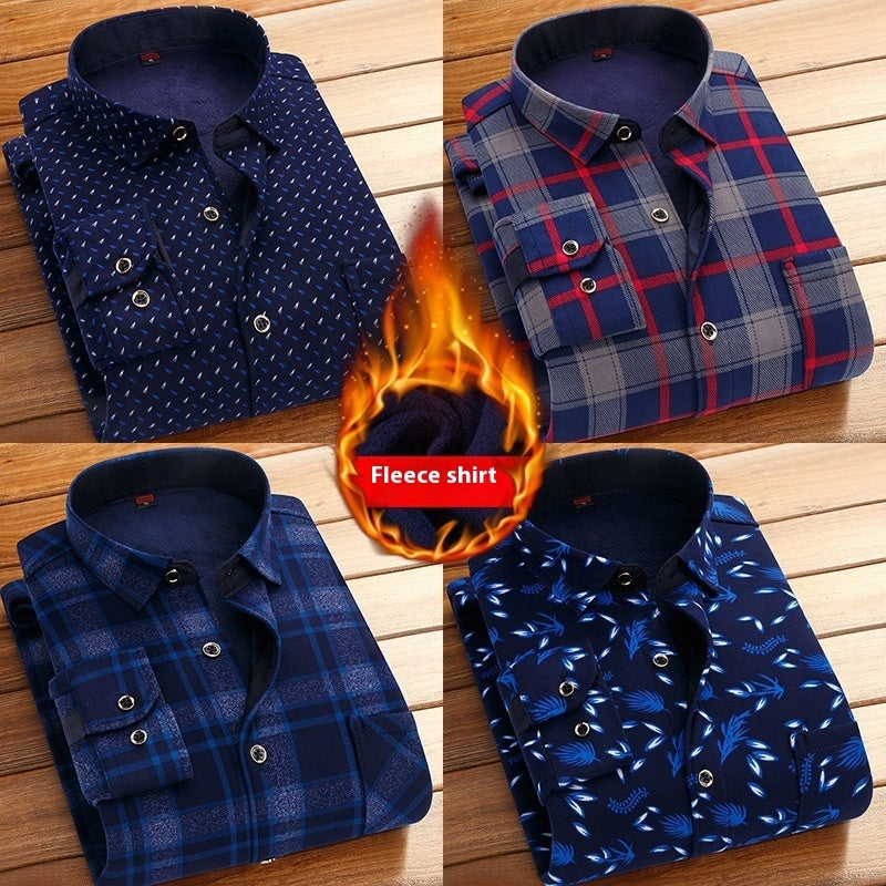 Thickened Velvet Padded Shirt Thermal Plaid
