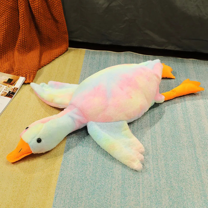 Grand oreiller de poupée d'oie blanche dormir en peluche