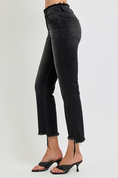 RISEN Full Size Raw Hem Cropped Flare Jeans Plus Size - Enfance-Heureuse