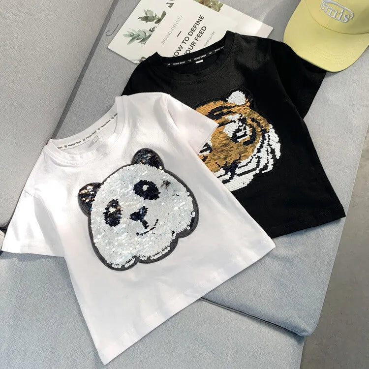 T-shirt manches courtes Panda Garçons Haut à manches mi-longues