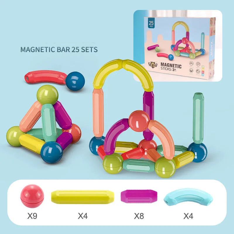 Juego de bloques de construcción de palo magnético, juego de imanes para niños, imanes para niños, bloques de juguete magnéticos