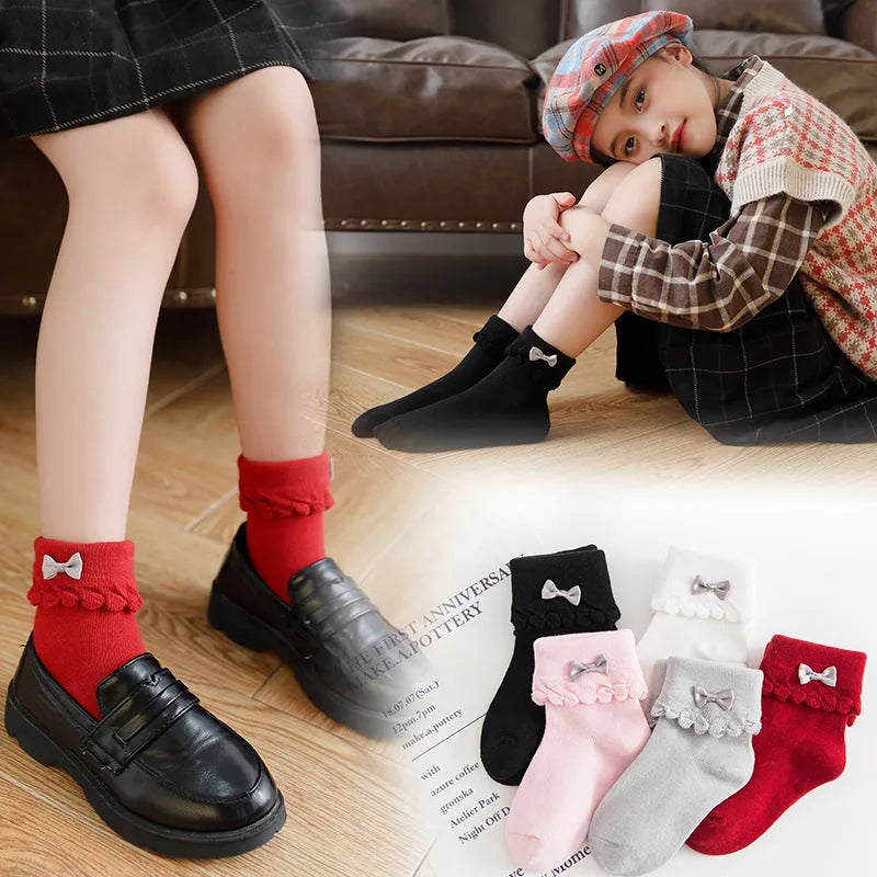 New products children's socks combed cotton bow