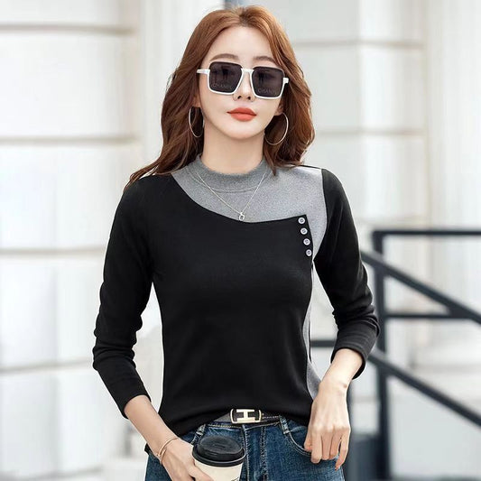 Fleece-lined Korean Style Slimming Bottoming Shirt Autumn And Winter - Enfance-Heureuse