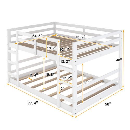 Full Over Full Bunk Bed With Ladder, White
