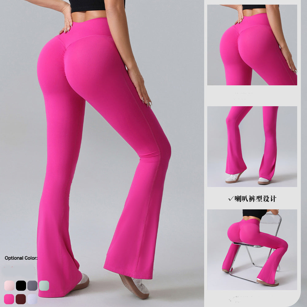 Hip-lift Yoga Flared Pants Fitness Sports Wide Leg High Waist Quick Dry Trousers Womens Clothing - Enfance-Heureuse