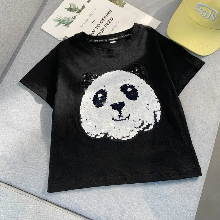 T-shirt manches courtes Panda Garçons Haut à manches mi-longues