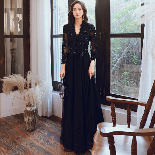 Black Evening Dress Feminine And Luxurious - Enfance-Heureuse