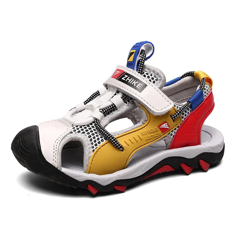 Noir Garçons Sandales Baotou Colorblock Doux Sole Chaussures De Plage