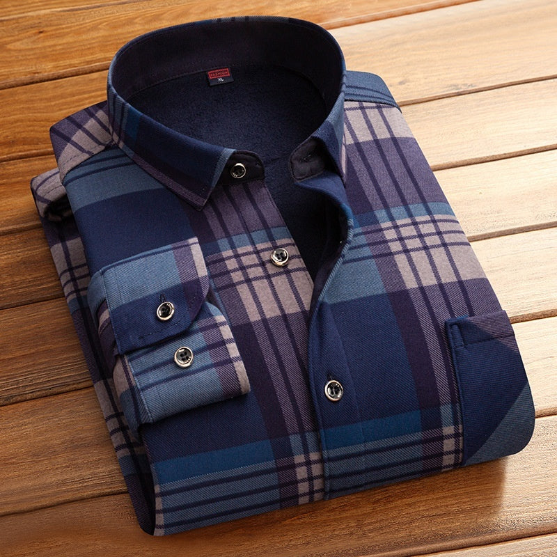 Thickened Velvet Padded Shirt Thermal Plaid