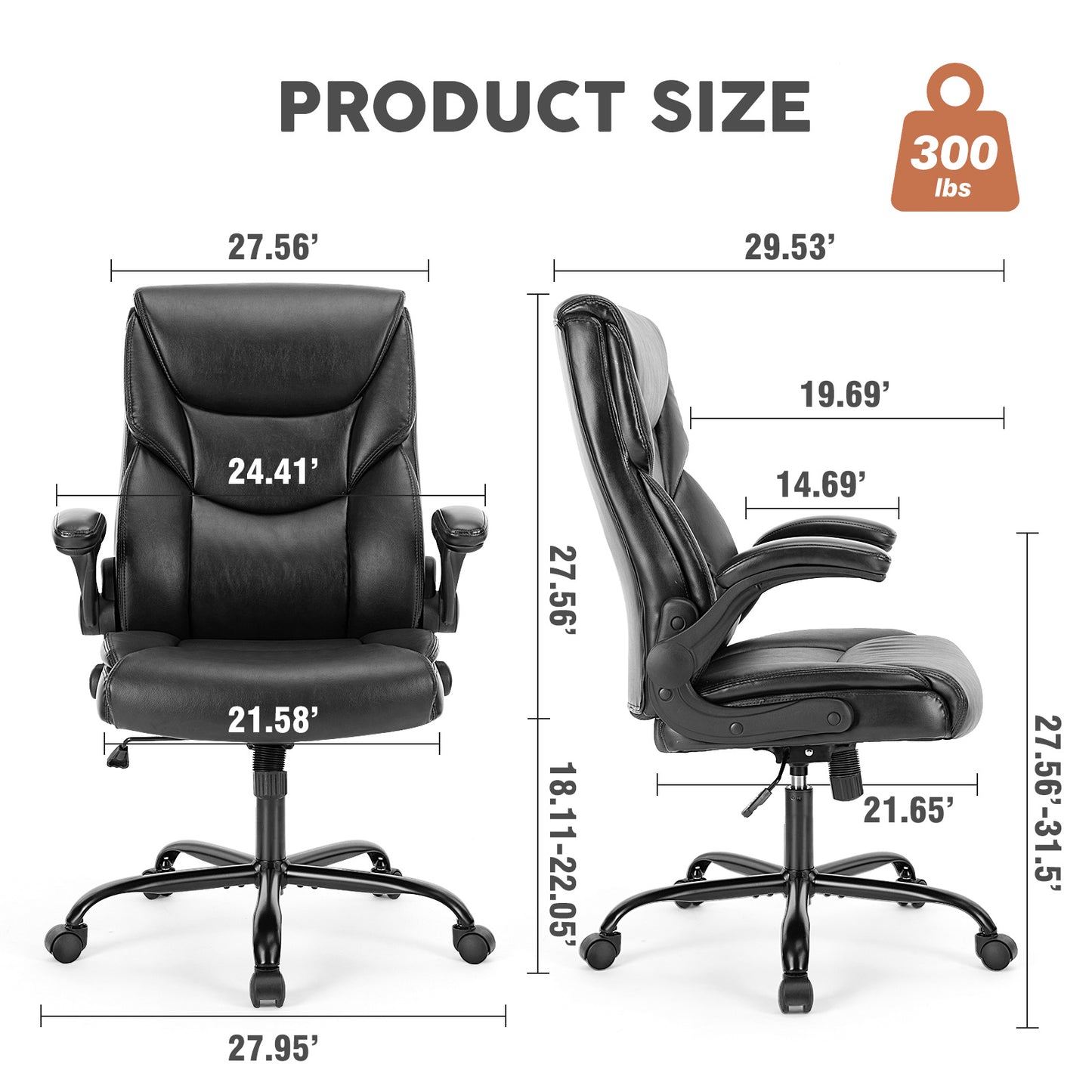 Chaise de bureau en cuir PU